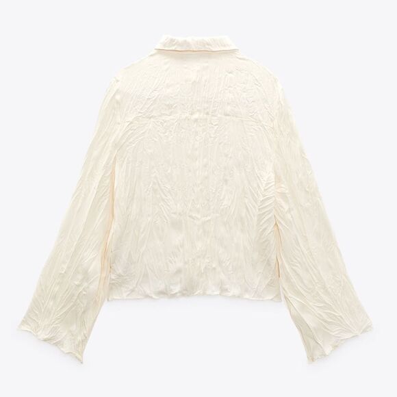 Zara Wrinkled Look Blouse Shirt New - Picture 4 of 7